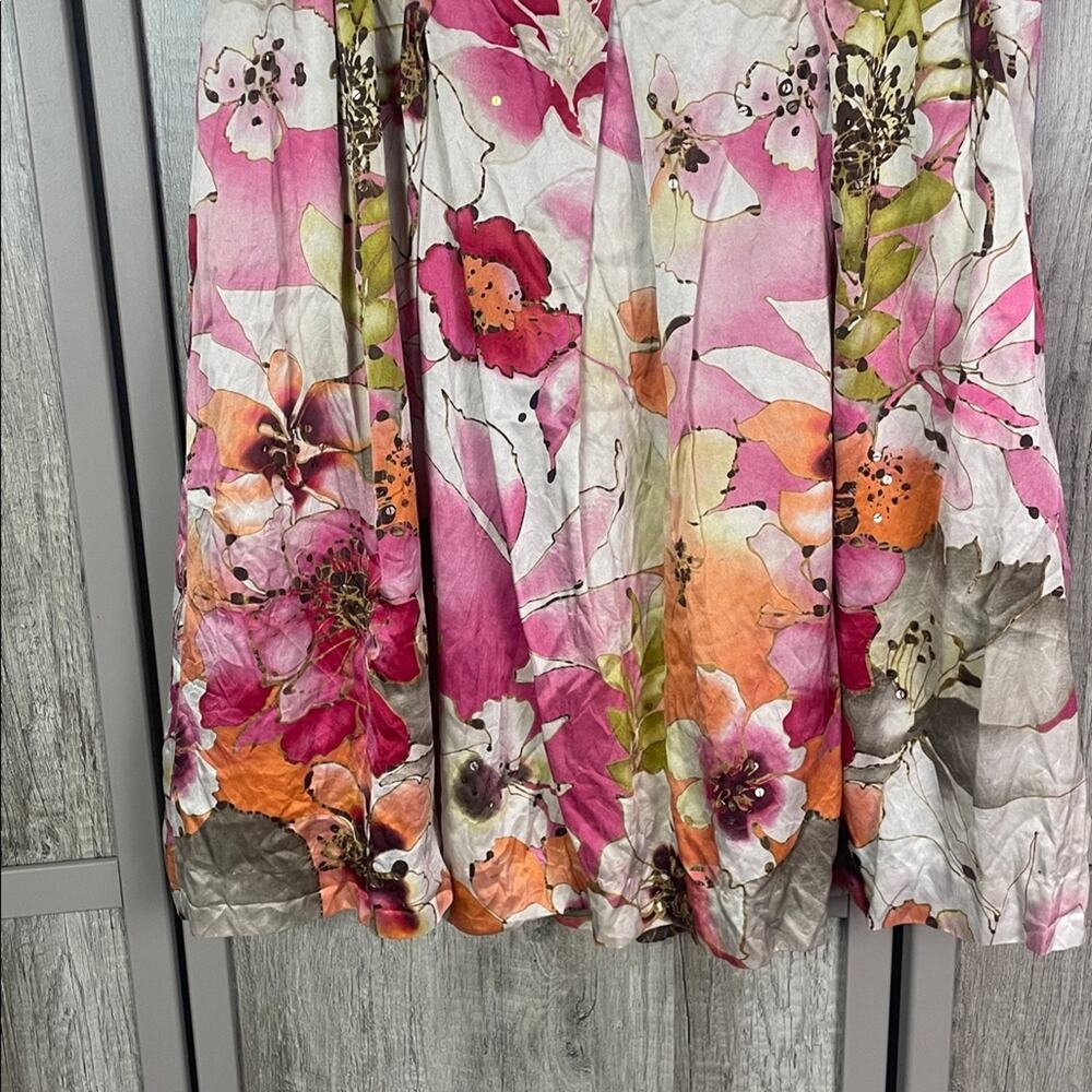 Adrianna Papell Sequin Floral A-Line Skirt Women's 12 - Picture 3 of 12